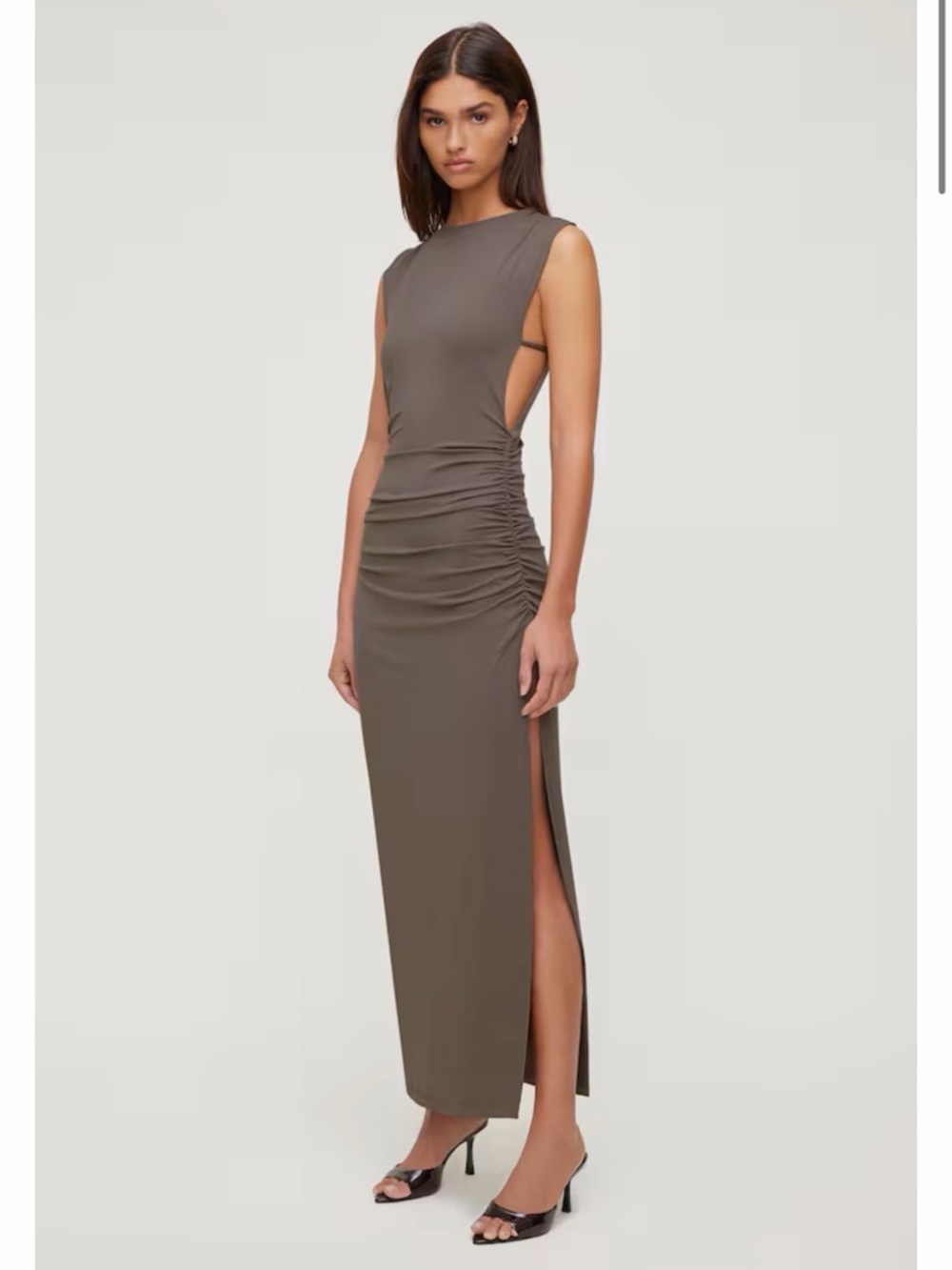 NWT Sculpt Open Side Maxi Dress – Iron Taupe